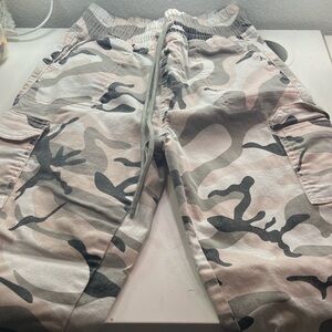 Pink camo cargo pants